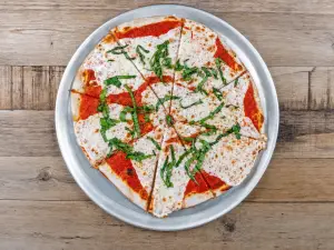 Margherita pizza with fresh mozzarella and basil