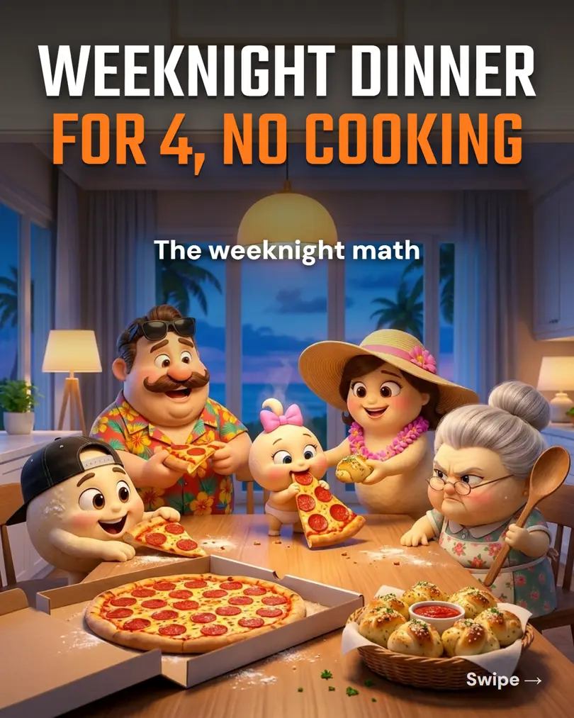 Weeknight dinner for 4, no cooking: the weeknight math